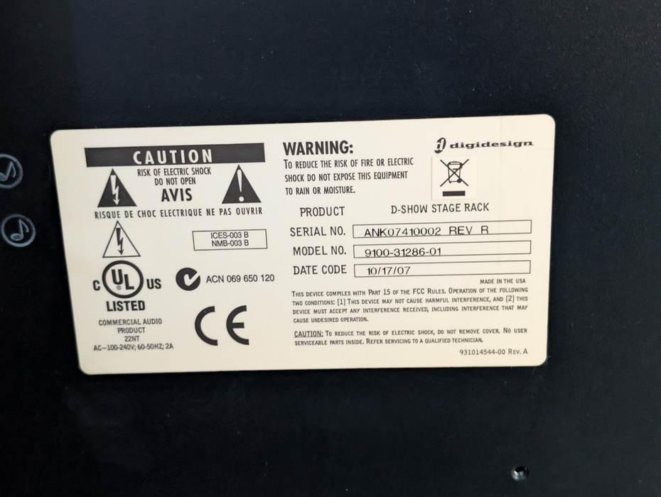 Digidesign VENUE D-Show Stage Rack 9100-31286-01  -