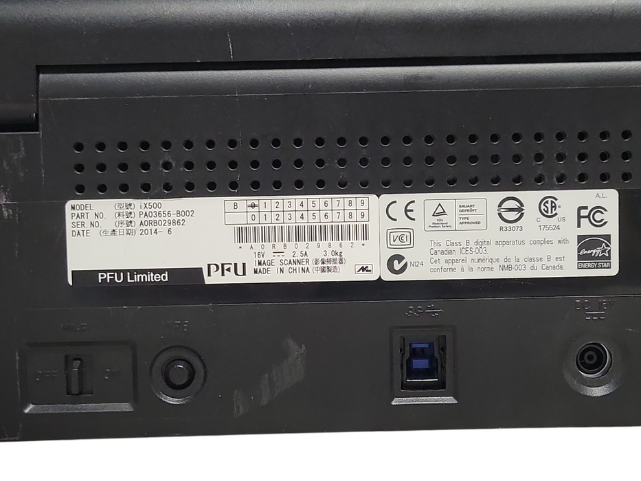 Fujitsu ScanSnap iX500 Document Scanner PA03656-B002 w/ Power adapter Q_