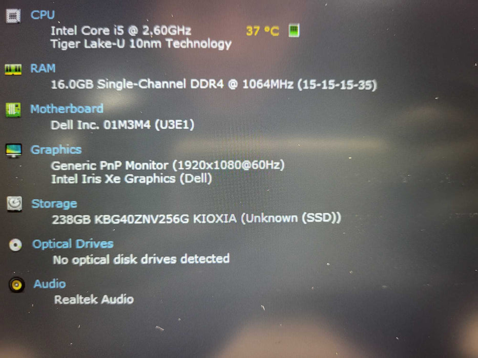 Dell Latitude 5420 Intel Core i5-1145G7 @2.60GHz, 16GB DDR4 256GB NVMe READ $ Lap200