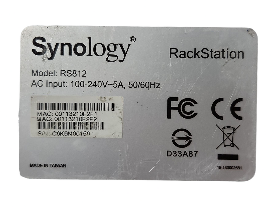 Synology RackStation RS812 Network Storage Server NAS, No HDD & Caddies
