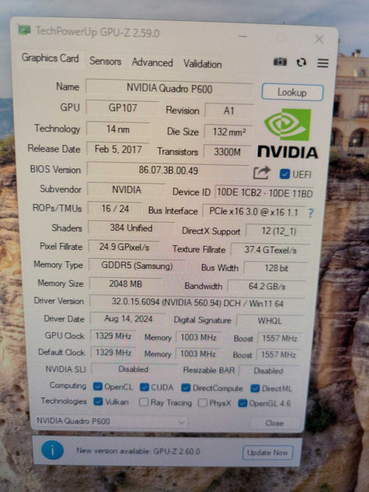 NVIDIA QUADRO P600 2GB PCIE Q%