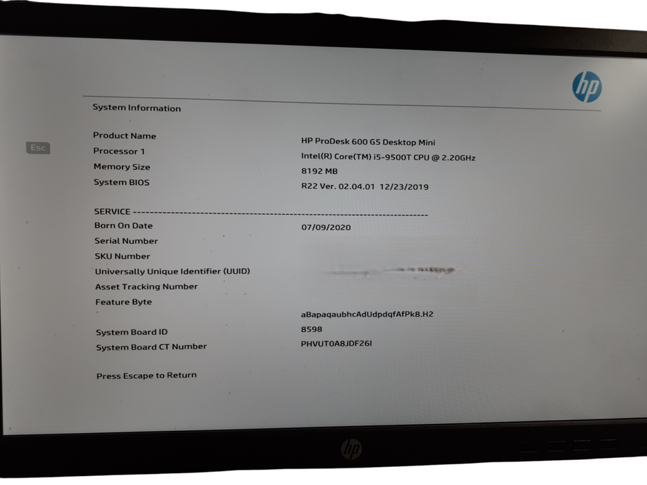 HP ProDesk 600 G5 Mini i5-9500 @ 2.20 8GB DDR4 256GB NVMe | READ!!!