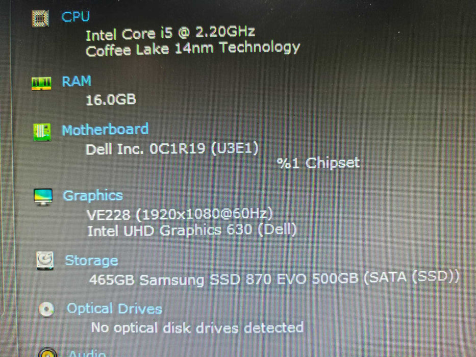 Dell OptiPlex 7070 i5 - 9500 @ 2.20GHz 16GB DDR4 Ram 500GB SSD