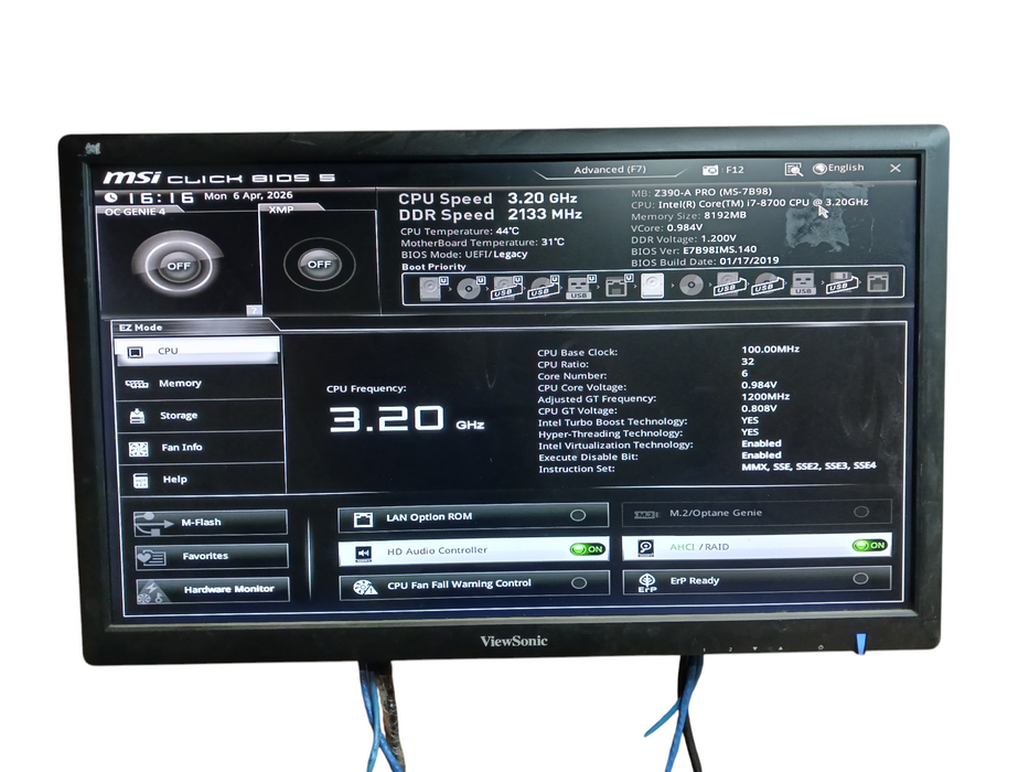 Fractal Custom PC MSI Z390-A PRO Intel i7-8700 8GB DDR4 No HDD