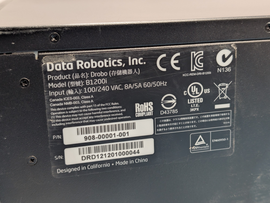 Data Robotics DROBO B1200i 12-bay 3.5 inch  iSCSI storage NAS READ  Q-
