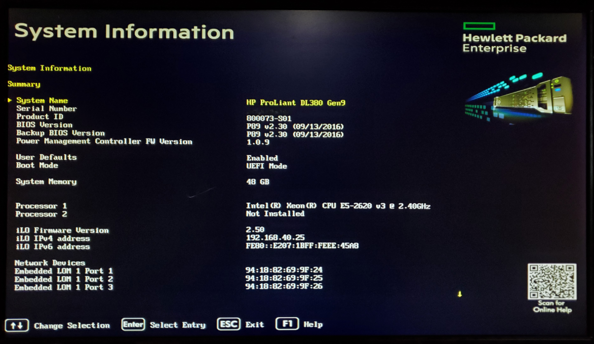 HP DL380 Gen9 1x Xeon E5-2620 v3 48GB DDR4 P440ar - No HDD