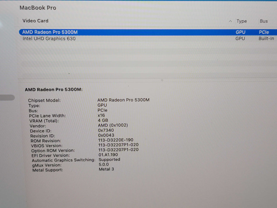 Apple Macbook Pro 2019 16" 8-Core i9-9980HK @ 2.4GHz 32GB DDR4 1TB SSD GPU