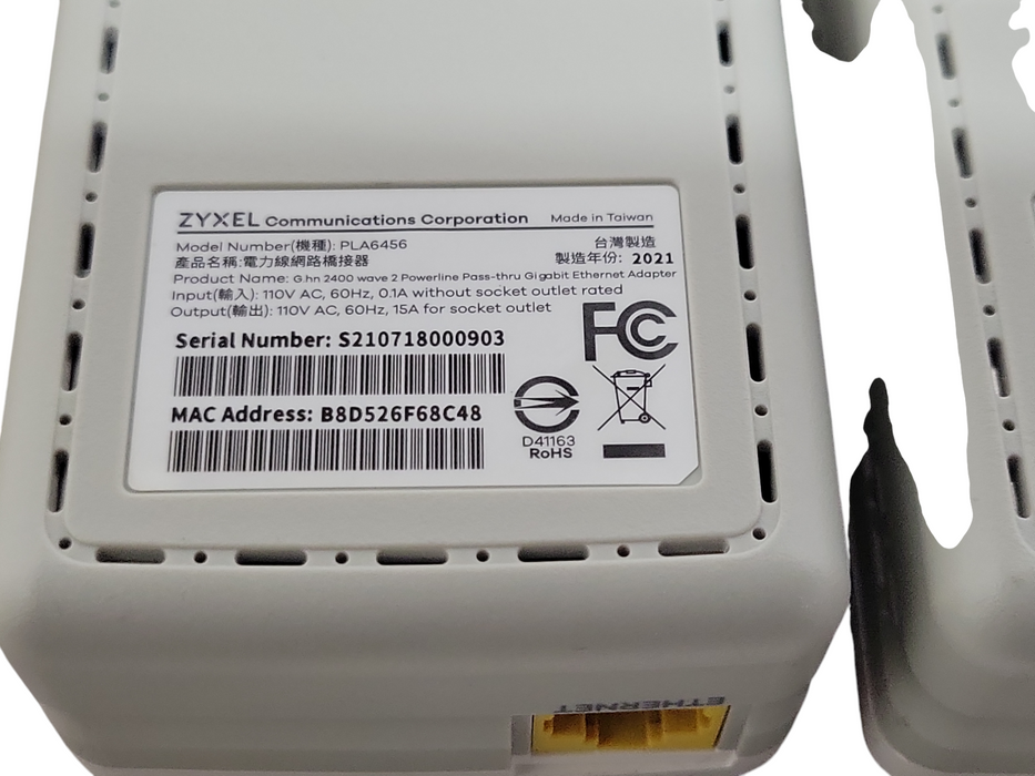 Lot of 2x Zyxel Powerline PLA6456 Plug & Play Ethernet Internet Adapter _