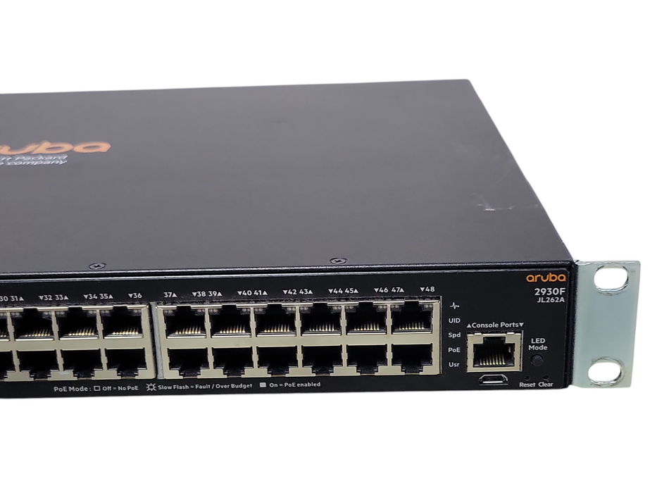 Aruba 2930F JL262A 48-port Gigabit PoE+ 370w 4x SFP Network Switch w/ Ears _