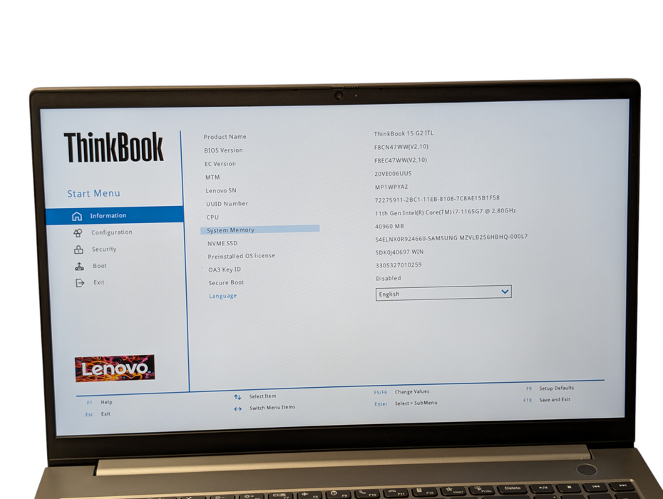Lenovo ThinkBook 15 G2 ITL Intel Core i7-1165G7 40GB RAM 256GB NVMe SSD  - Lap200