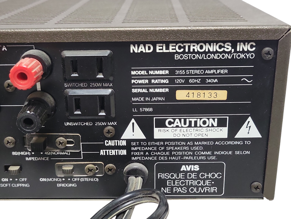NAD 3155 Integrated Amplifier 55 WPC Made in Japan, READ _