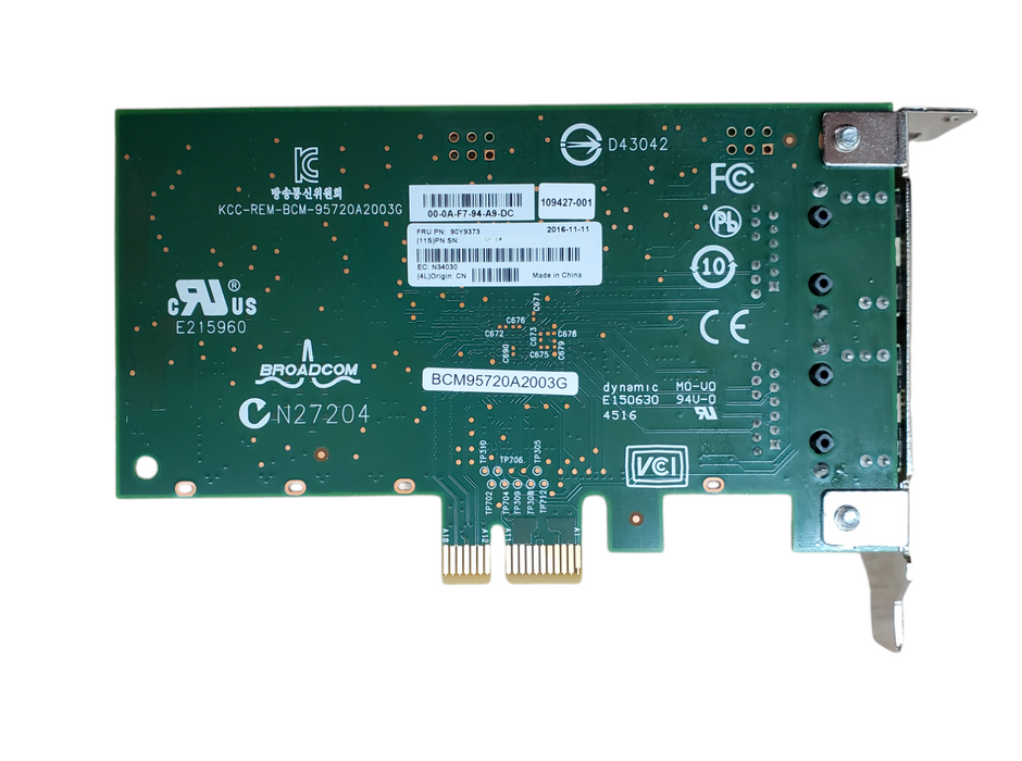 IBM 90Y9373 Broadcom 5720 332T 2-Port 1Gb PCIe Network Card