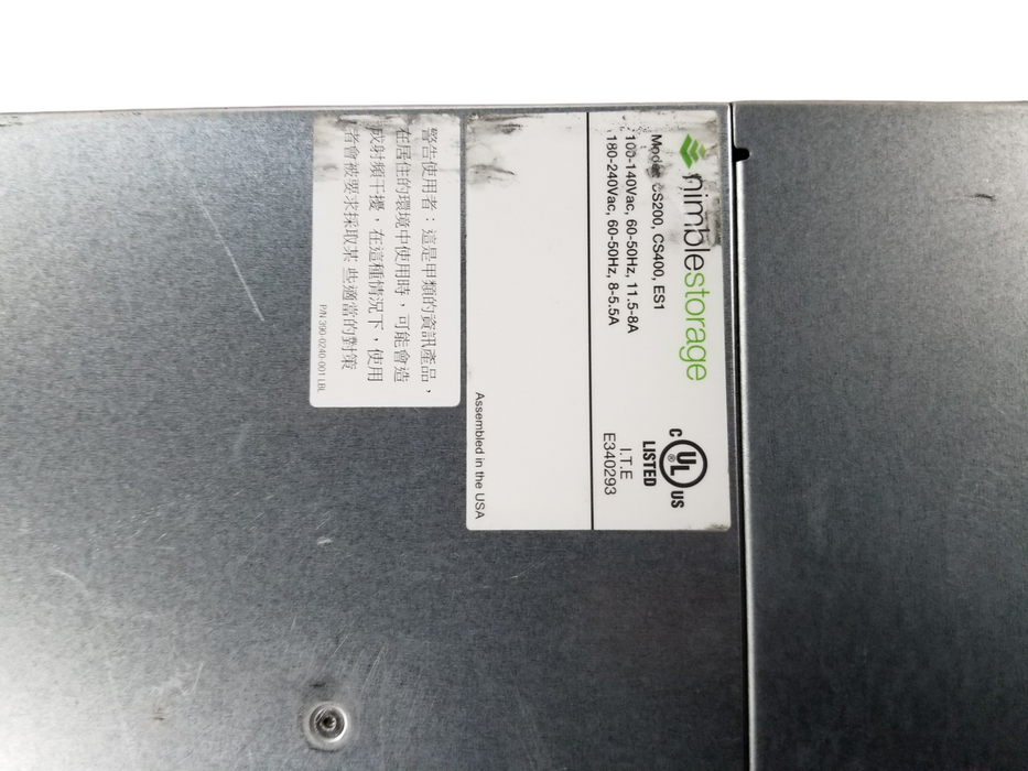 Nimble Storage CS200,400,ES1 2xSAS Controllers-CS215 2x1200 W PSUs 16x 3.5"Bays