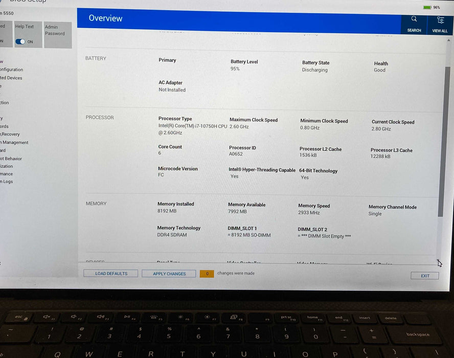 Dell Precision 5550 i7-10750H Missing Key For Parts/Repair READ!  Lap200