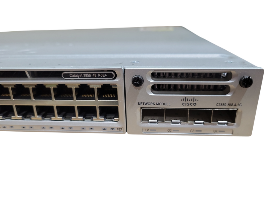 Cisco Catalyst 3850 48 PoE+ Switch WS-C3850-48P-E w/ C3850-NM-4-1G !