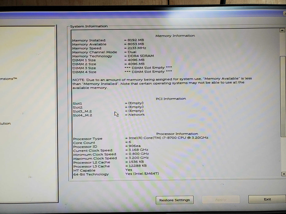 Dell Precision 3431 SFF Core i7-8700 CPU 3.2 GHz 8GB RAM - No HDD