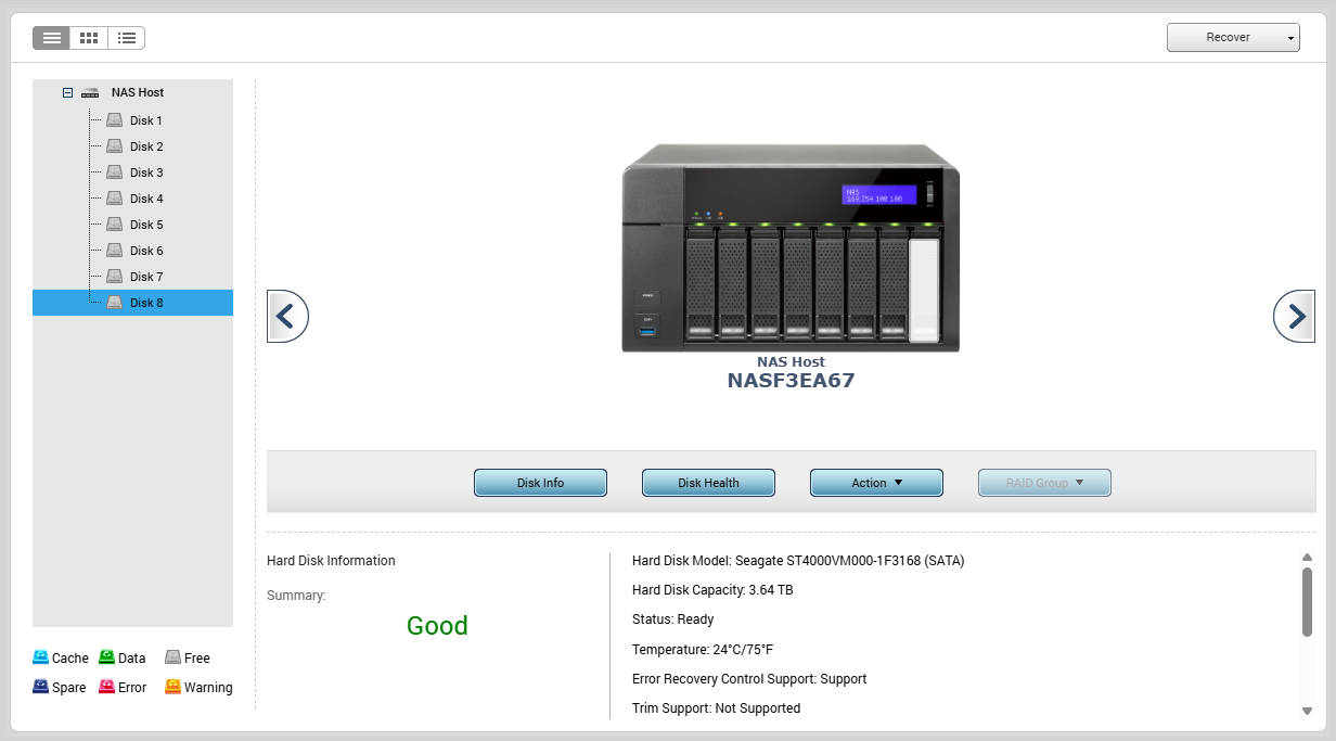 QNAP TVS-871T 8-Bays NAS 16GB RAM w/ 4x4TB & 4x 6TB HDDs