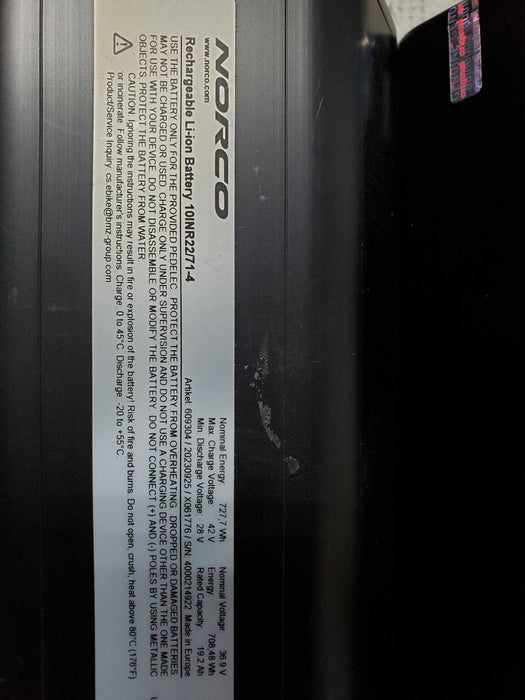 2x NORCO E-BIKE RECHARGEABLE LI-ION BATTERY 10INR22/71-4 PEDELEC READ