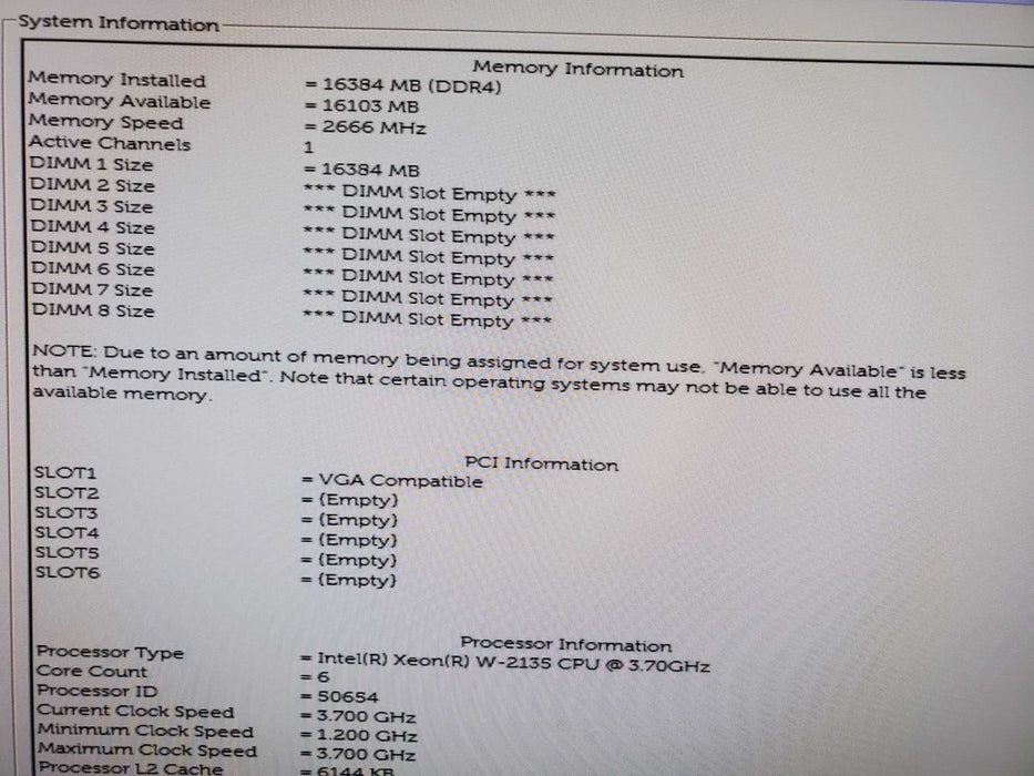 Dell Precision 5820 Tower Xeon-W-2135 16GB RAM  MSI N660TI NO HDD