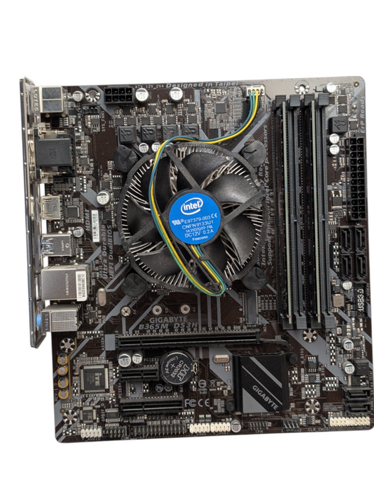 GIGABYTE B365M DS3H Motherboard w/ Intel i3-9100F, 16GB DDR4, I/O Shield )