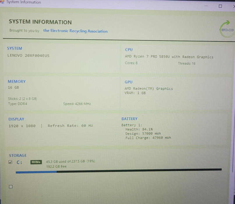 ThinkPad T14S Gen 2 Touch| Ryzen 7 PRO 5850U @1.90GHz 16GB DDR4 256GB NVMe  Lap200