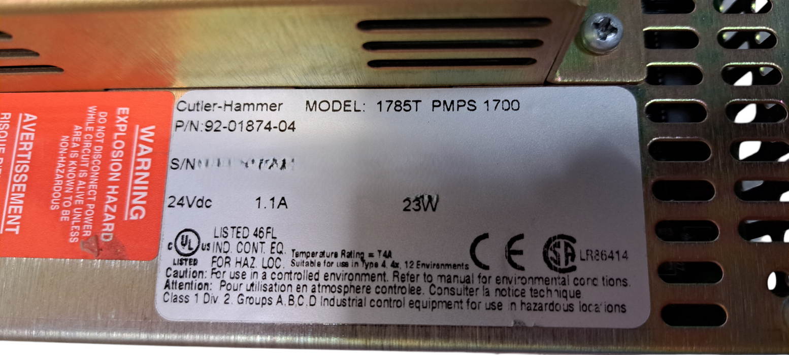 CUTLER HAMMER 1785T PMPS 17090 92-01874-04