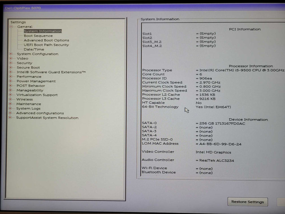 Dell OptiPlex 5070 SFF, Core i5-9500 3.00GHz, 16GB DDR4, 256GB SSD _