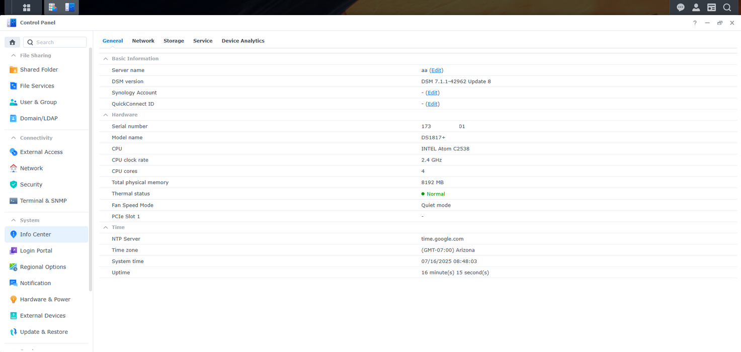 Synology 8 bay NAS DiskStation DS1817+ (8GB) (Diskless) w/ 2x 3TB HDD $