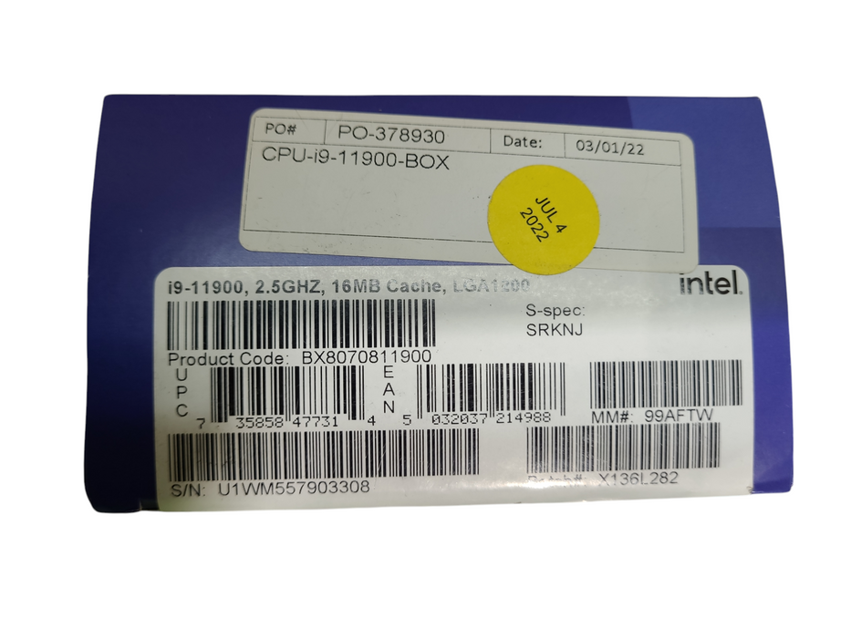 Intel Core i9-11900 CPU Cooling Fan