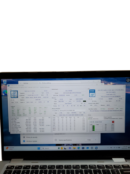 Dell Latitude 5310 TOUCH Intel i5-10210U@1.60GHz 16GB 256GB NVMe SSD  Lap200