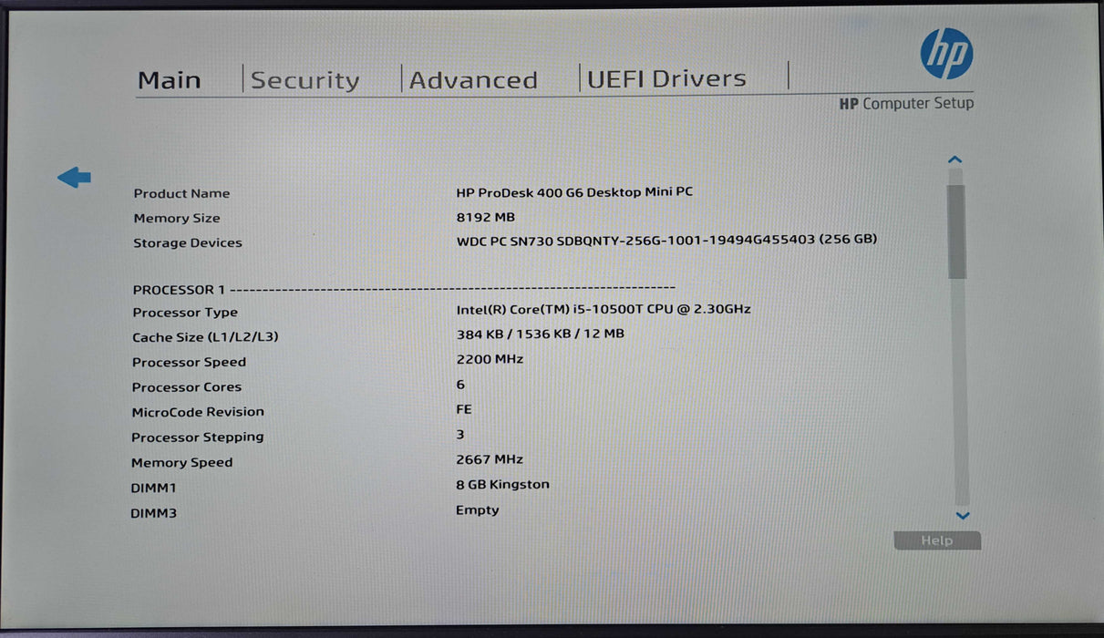 HP ProDesk 400 G6 Mini | Intel Core i5-10500T, 8GB DDR4, 256GB NVMe, Wi-Fi )