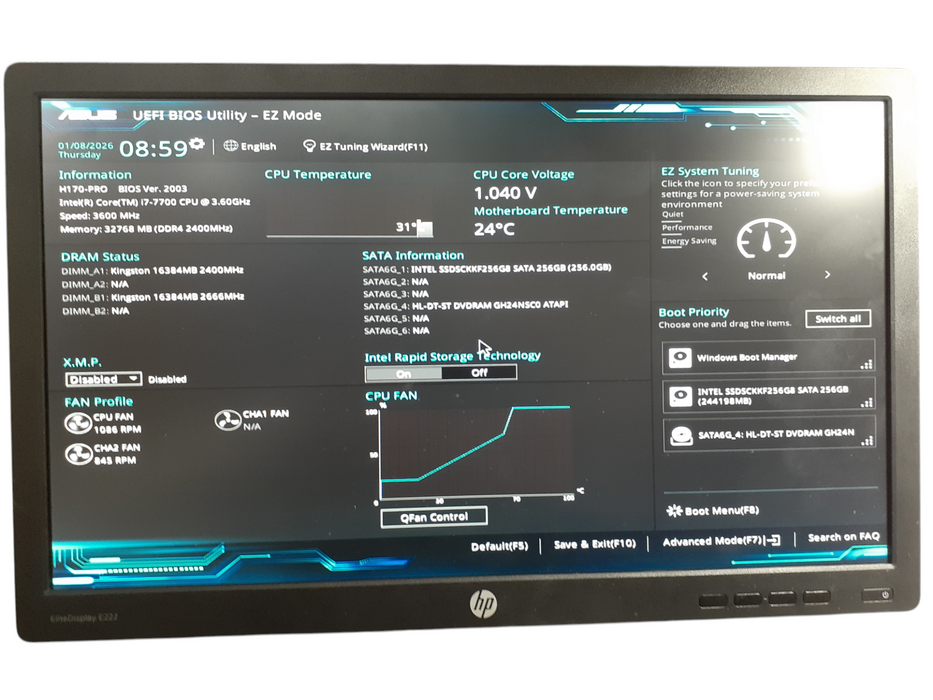 Custom PC/Asus H170 PRO i7-7700 @ 3.60GHz 32GB DDR4 256GB NVMe | READ