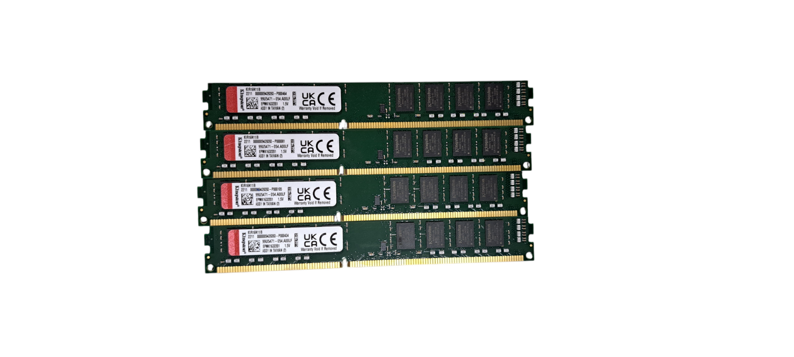 Kingston RAM 32GB Kit (4 x 8GB) PC3-DDR3-1600 Memory KVR16N11/8 Low Profile