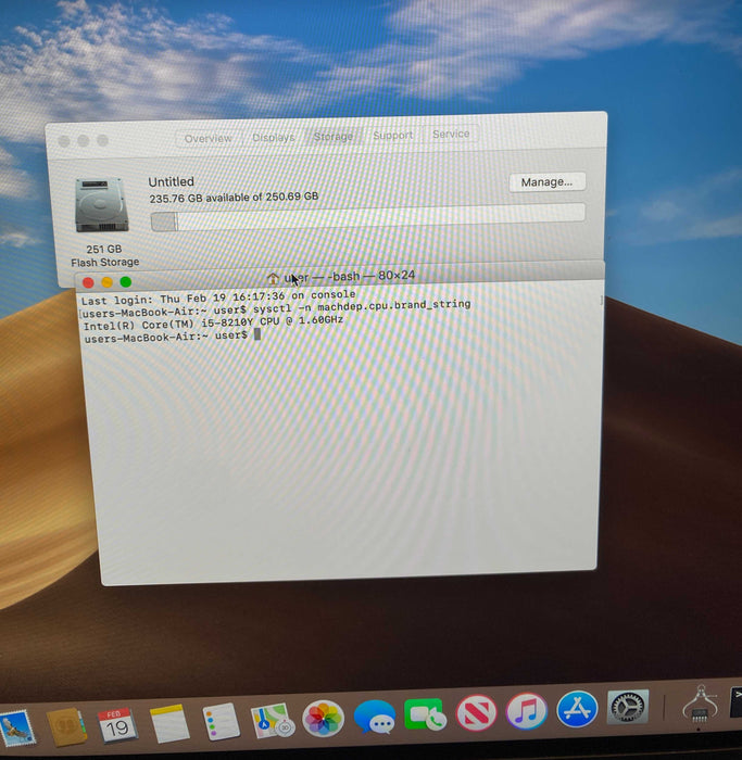 Apple MacBook Air 13" 2018 i5-8210Y@1.60GHz 8GB RAM 256GB SSD
