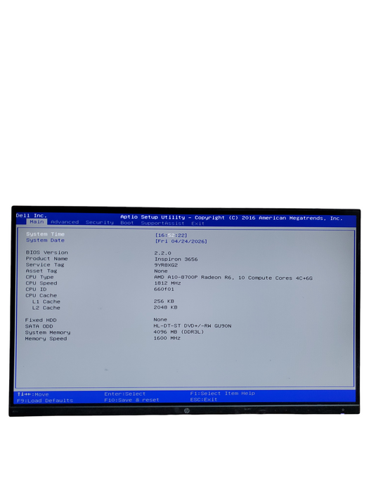 Dell Inspiron 3656 AMD A10-8700P Radeon R6 4GB RAM  NO-HDD/OS