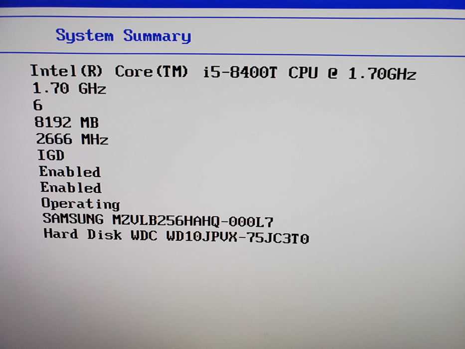 Lenovo Thinkcentre M720Q i5 8400T 8GB 256 NVME 1TB HDD wifi