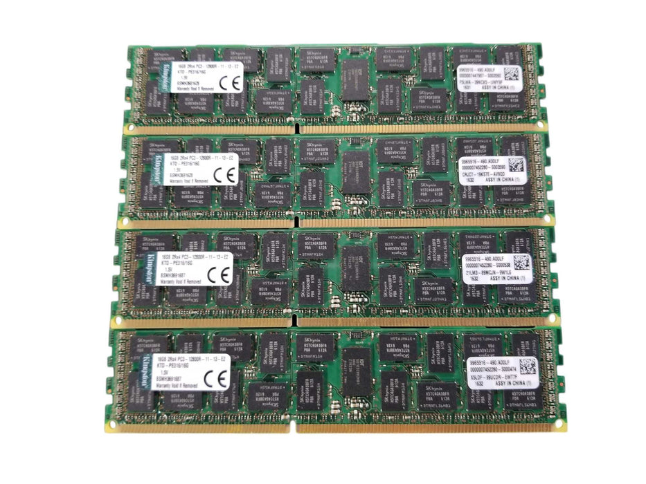 KINGSTON 64GB Bundle DDR3 (4x16GB) 2Rx4 PC3-12800R-11-13-E2-D4 Server RAM Q