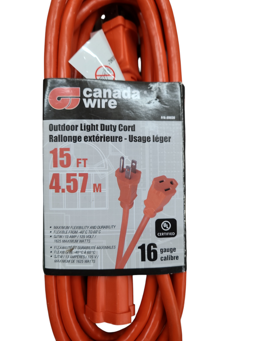 Lot 4x 15ft 1 Outlet Canada Wire Outdoor Light Duty General Extension Cord