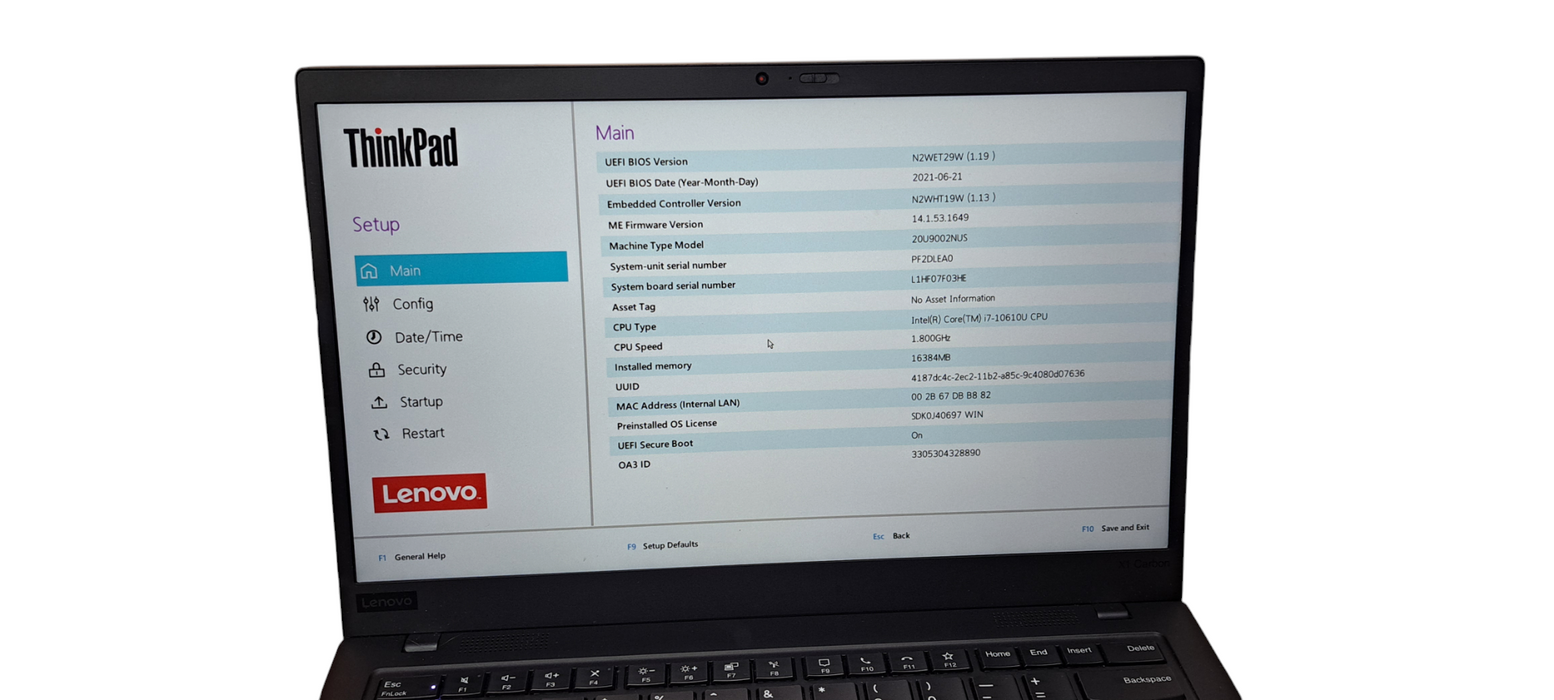 ThinkPad X1 Carbon Gen 8th i7-10610U, CPU-16Gb RAM, 500GB NVME, READ  Lap200