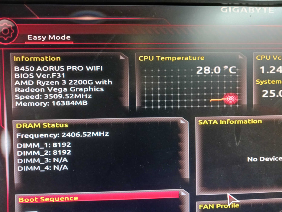 Fractal Custom PC AMD Ryzen 2200G Gigabyte B450 Aorus Pro 16GB DDR4 No HDD READ