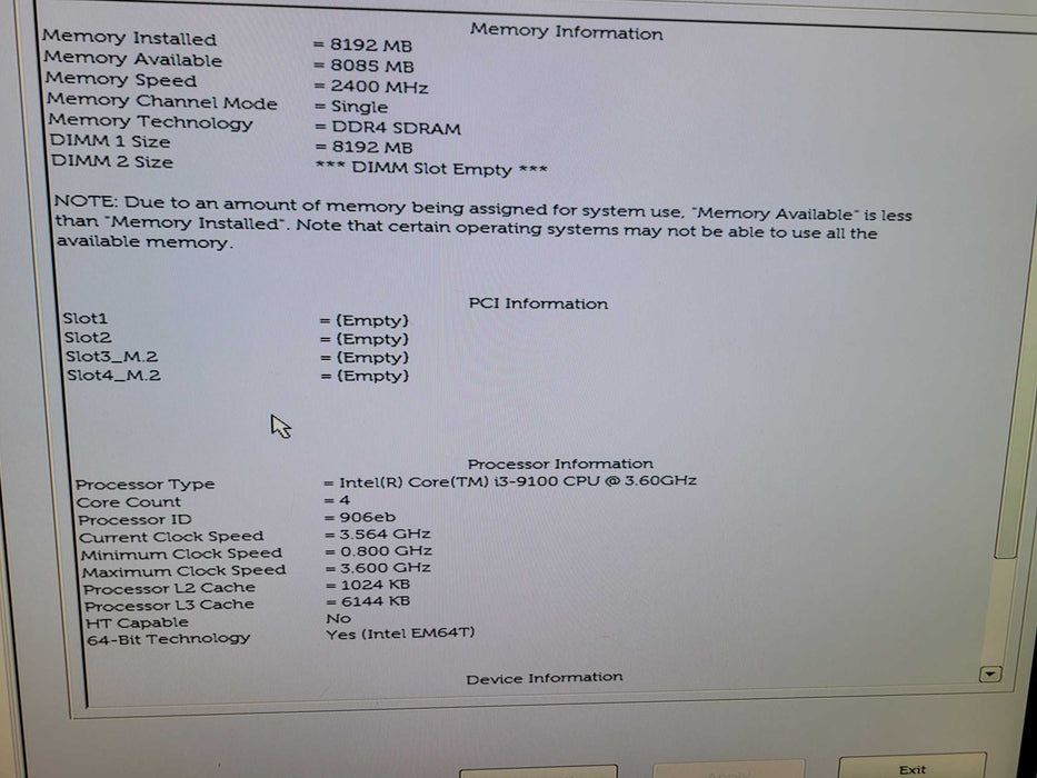 Dell OptiPlex 3070 SFF - Core i3-9100 8GB DDR4 NO HDD