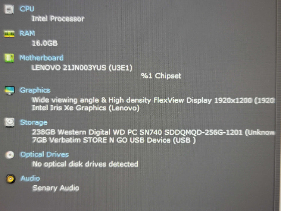 Lenovo ThinkPad E16 Gen 1 i5-1335U 16GB RAM 256GB NVMe  Qβ Lap200