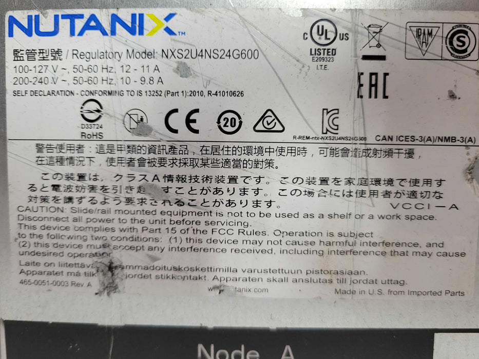 Supermicro/Nutanix CSE-217/NXS2U4NS24G600 2x Xeon Gold 5120 64GB 2x PSU _