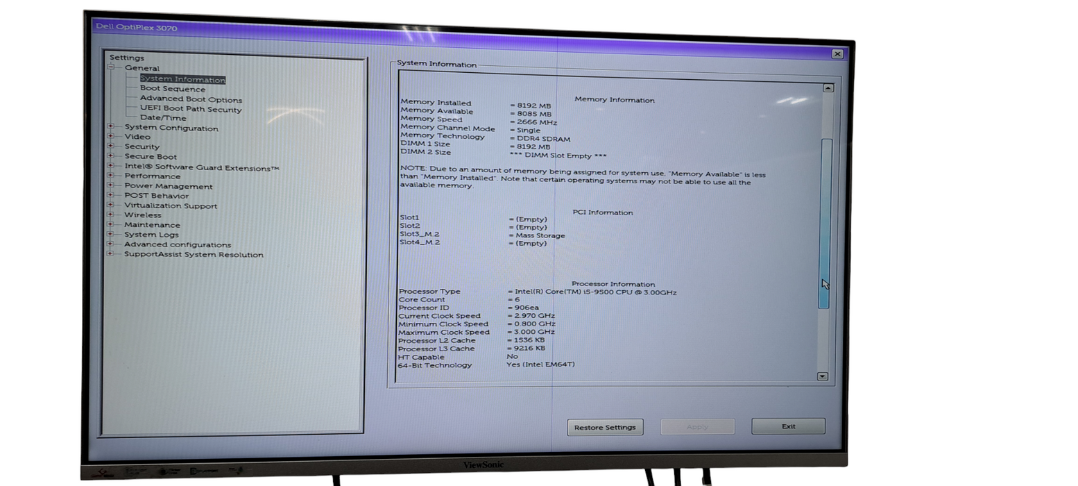 Dell Precision SFF 3431 i5-9500 CPU|8GB RAM|256GB NVMe Q