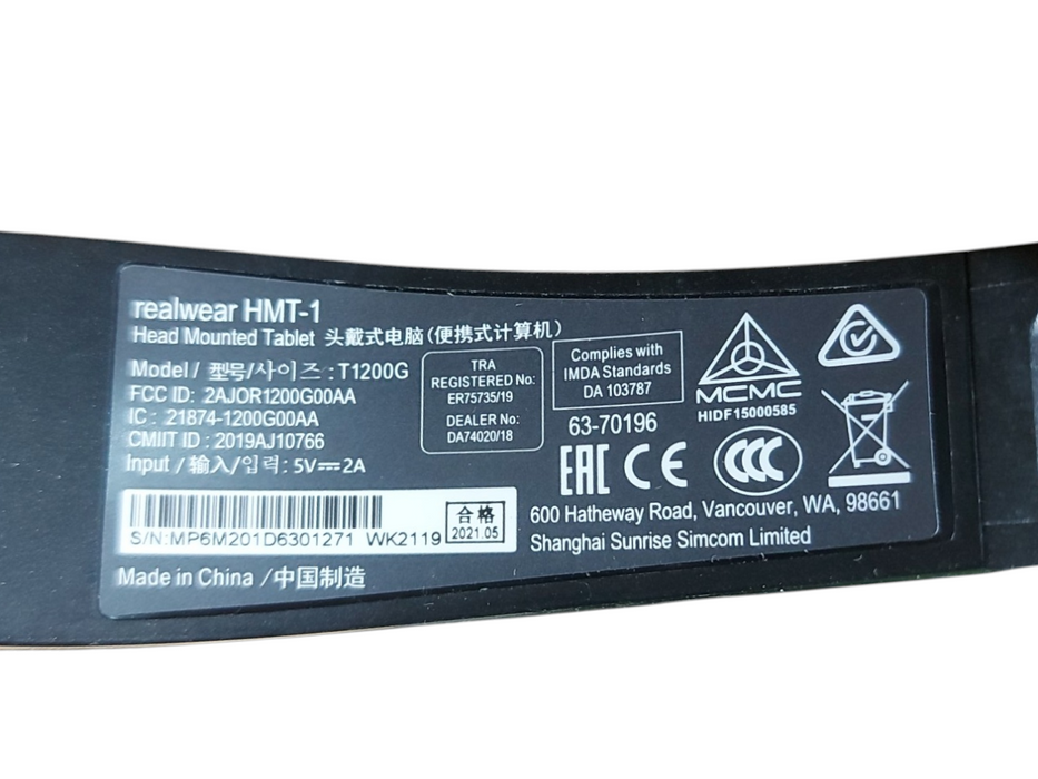 Realwear HMT-1 Wearable Voice-Activated Smartglasses