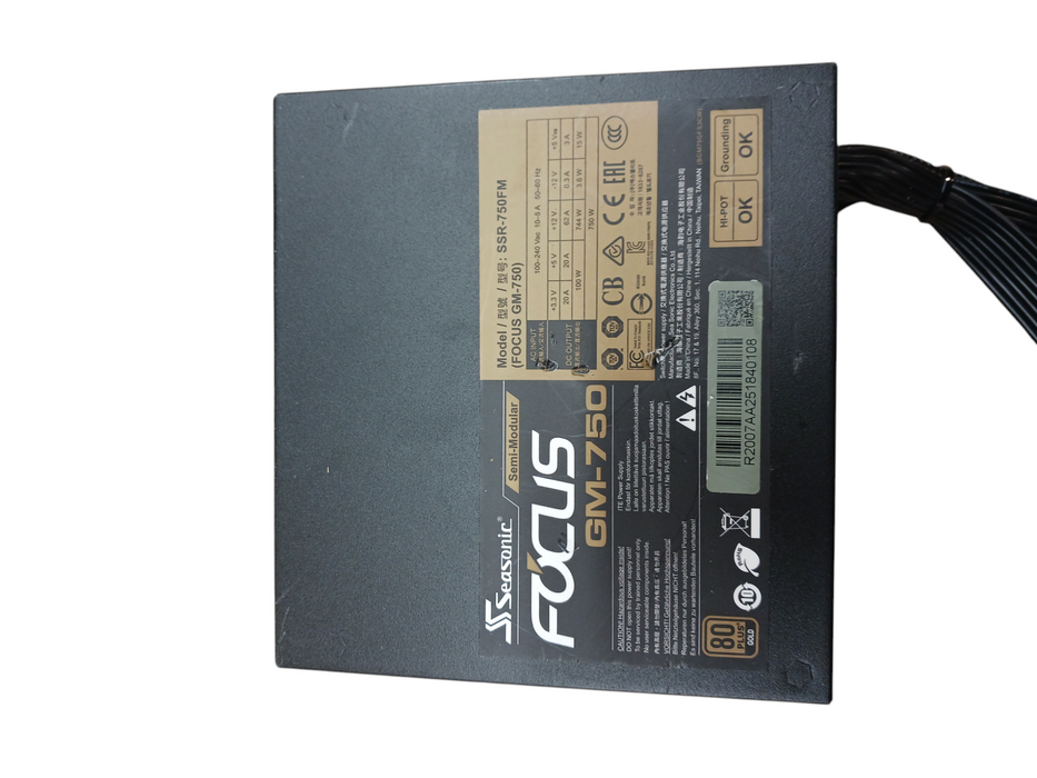 Seasonic FOCUS 750W ATX 80+ Gold GM-750 SSR-750FM Semi-Modular Power Supply