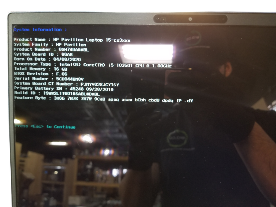 HP Pavilion 15-cs3003ca, Core i5-1035G1 @1.0GHz, 16GB DDR4 RAM, 256GB SSD  Lap200