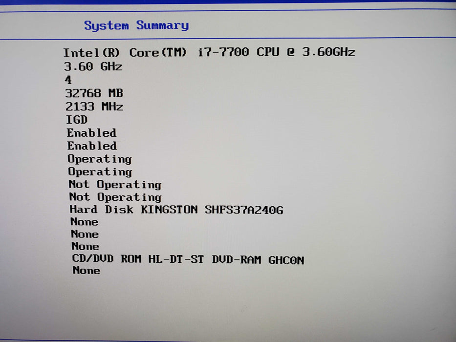 Lenovo ThinkStation P320 - I7-7700 240Gb SSD, 32Gb RAM, DVD NO OS