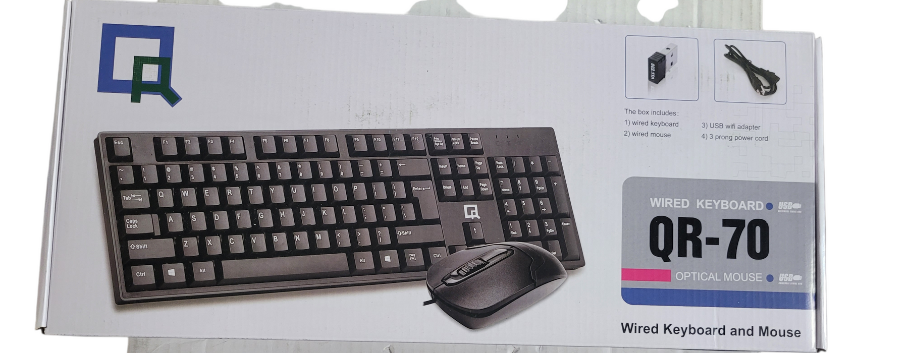 QR-70 Wired Keyboard and Optical Mouse Combo USB  Q