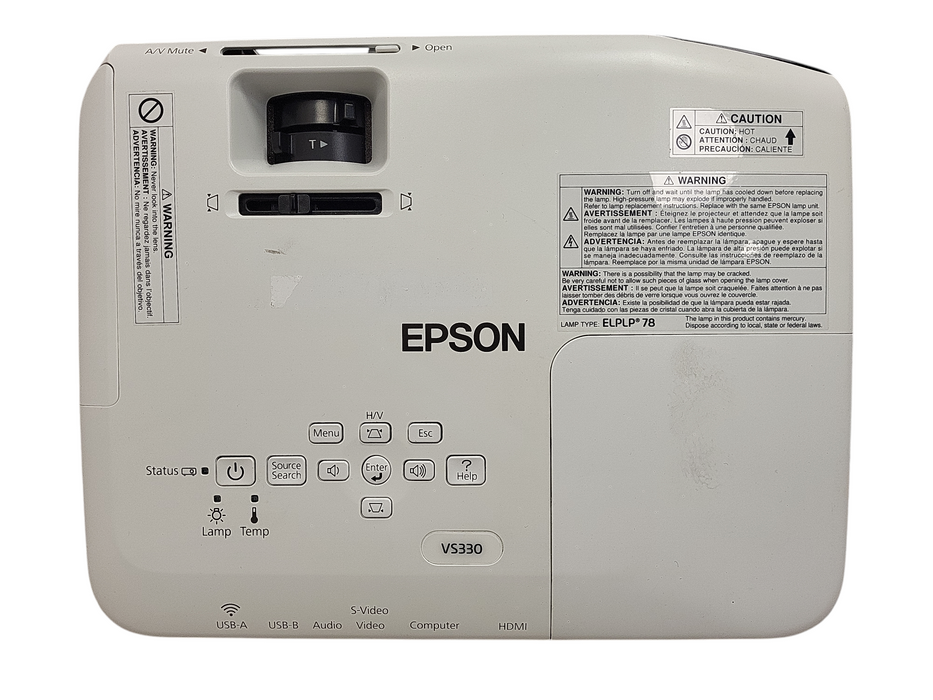 Epson VS330 XGA 2700 Lumens Color Brightness 3LCD Projector Lamp hour: 199h $